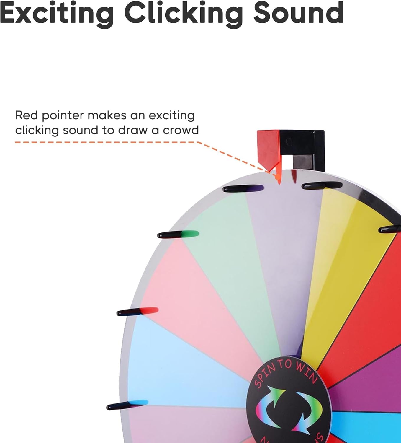 WinSpin 24" Heavy Duty Spinning Prize Wheel Large 14 Slots Tabletop Color Roulette Wheel with Dry Erase Marker & Eraser for Trade Show Fortune Spinning Game, Classic Series