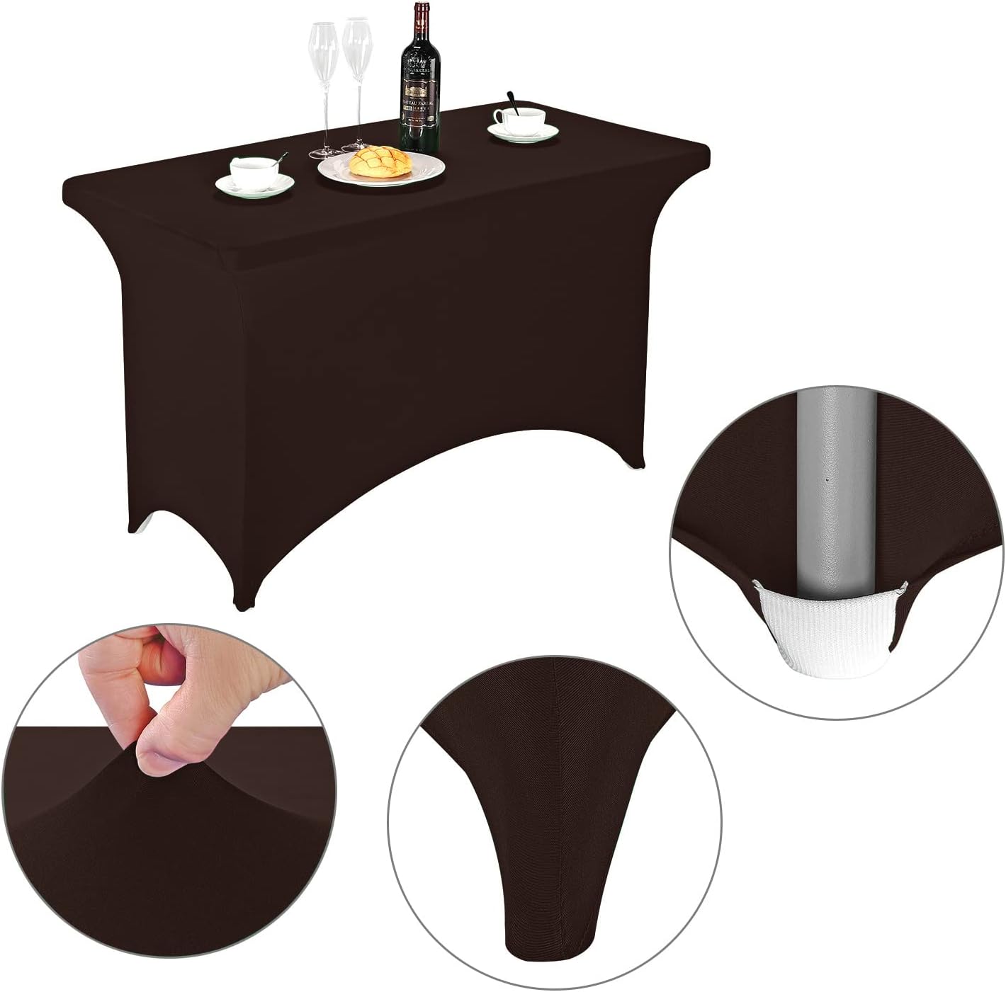 LZY Spandex Fitted Stretch Table Cover for 4ft or 6ft or 8ft Folding Table, Rectangular Cocktail Tablecloth, Perfect for Party or Banquet