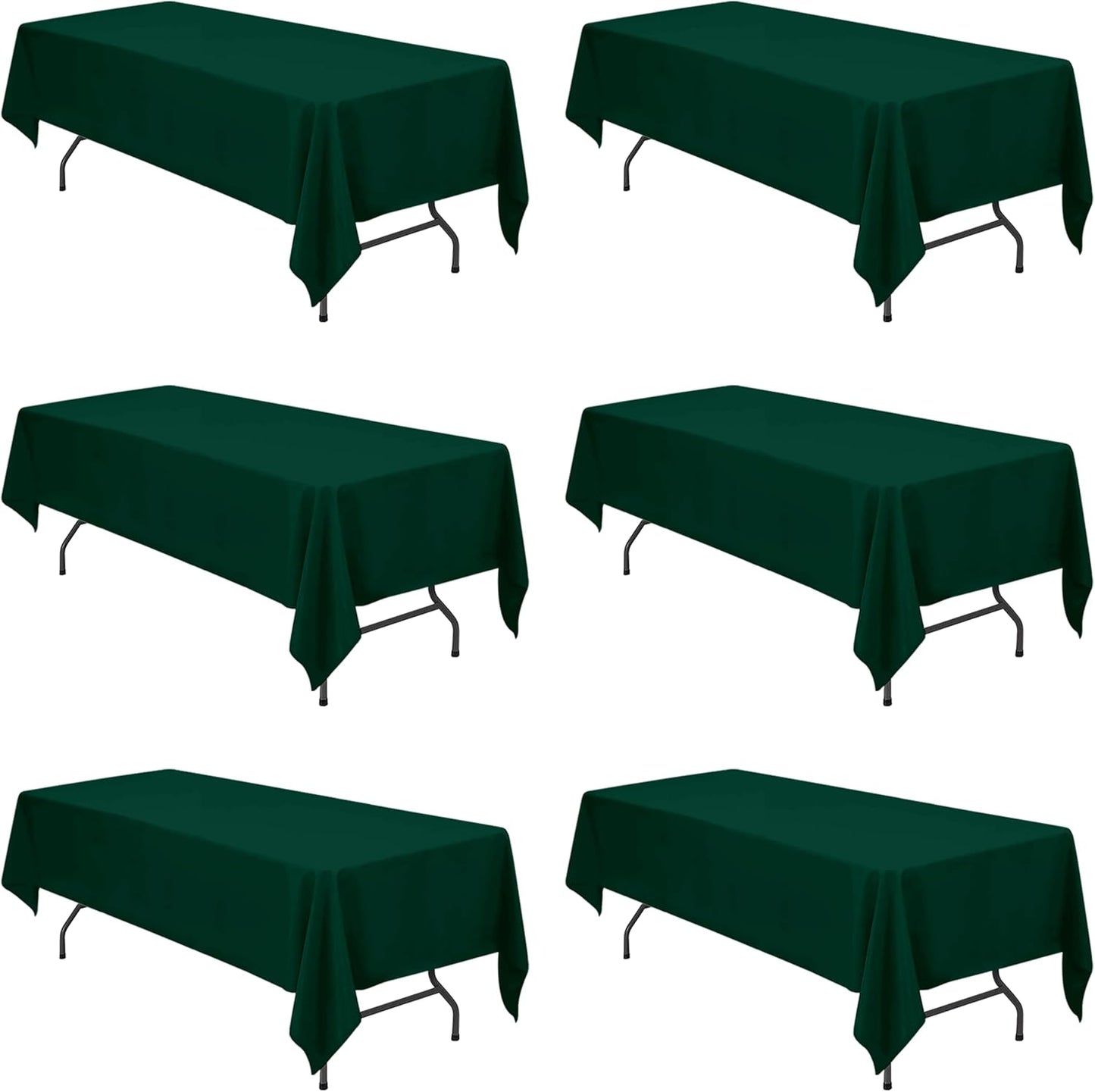 BRILLMAX 6 Pack Hunter Green Tablecloths for 8 Foot Rectangle Tables 60 x 126 Inch - 8ft Rectangular Bulk Linen Polyester Fabric Washable Cloth Cover for Wedding Reception Banquet Birthday Party