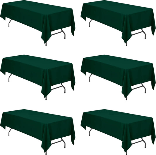 BRILLMAX 6 Pack Hunter Green Tablecloths for 8 Foot Rectangle Tables 60 x 126 Inch - 8ft Rectangular Bulk Linen Polyester Fabric Washable Cloth Cover for Wedding Reception Banquet Birthday Party
