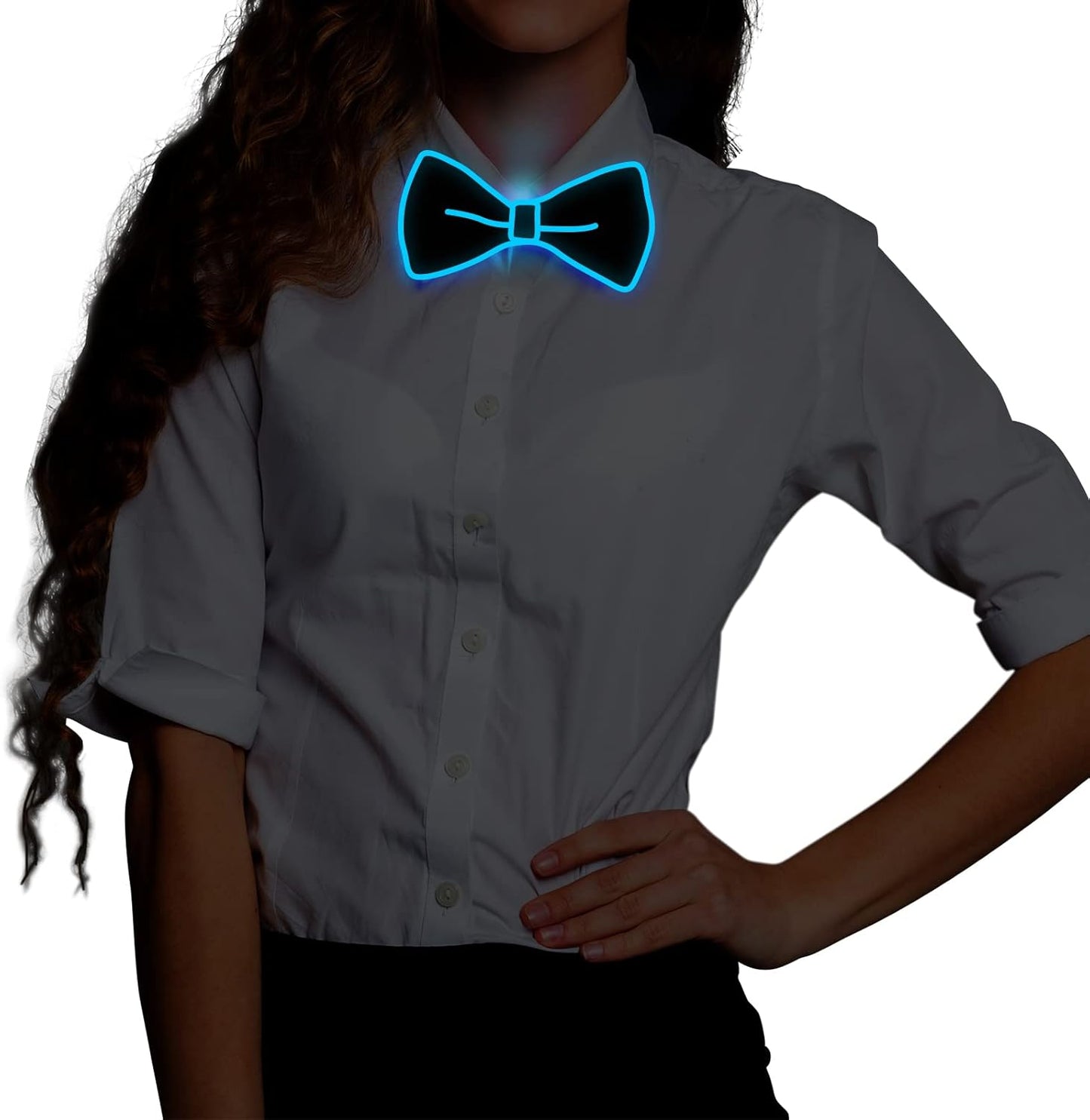 Ainiv Light Up Neckties Bowties Suspenders LED Party Supplies Glow in the Dark Adjustable for Women and Men Parties