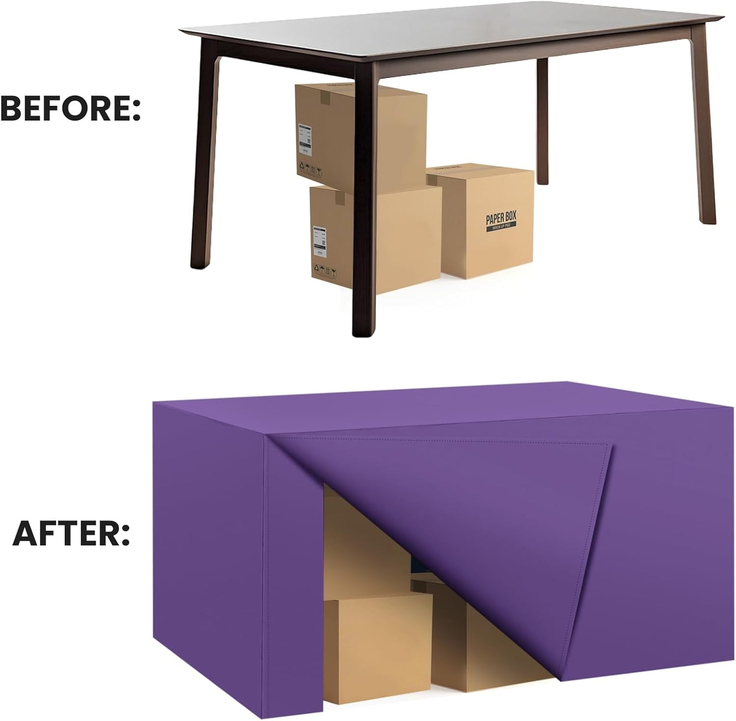 Ascoza 2 Pack Fitted Tablecloth for 4 Foot Rectangle 48 x 24 Inch Purple Table Covers Water Resistant Polyester Cloth for Folding, Parties,Display, Trade Show (Purple)