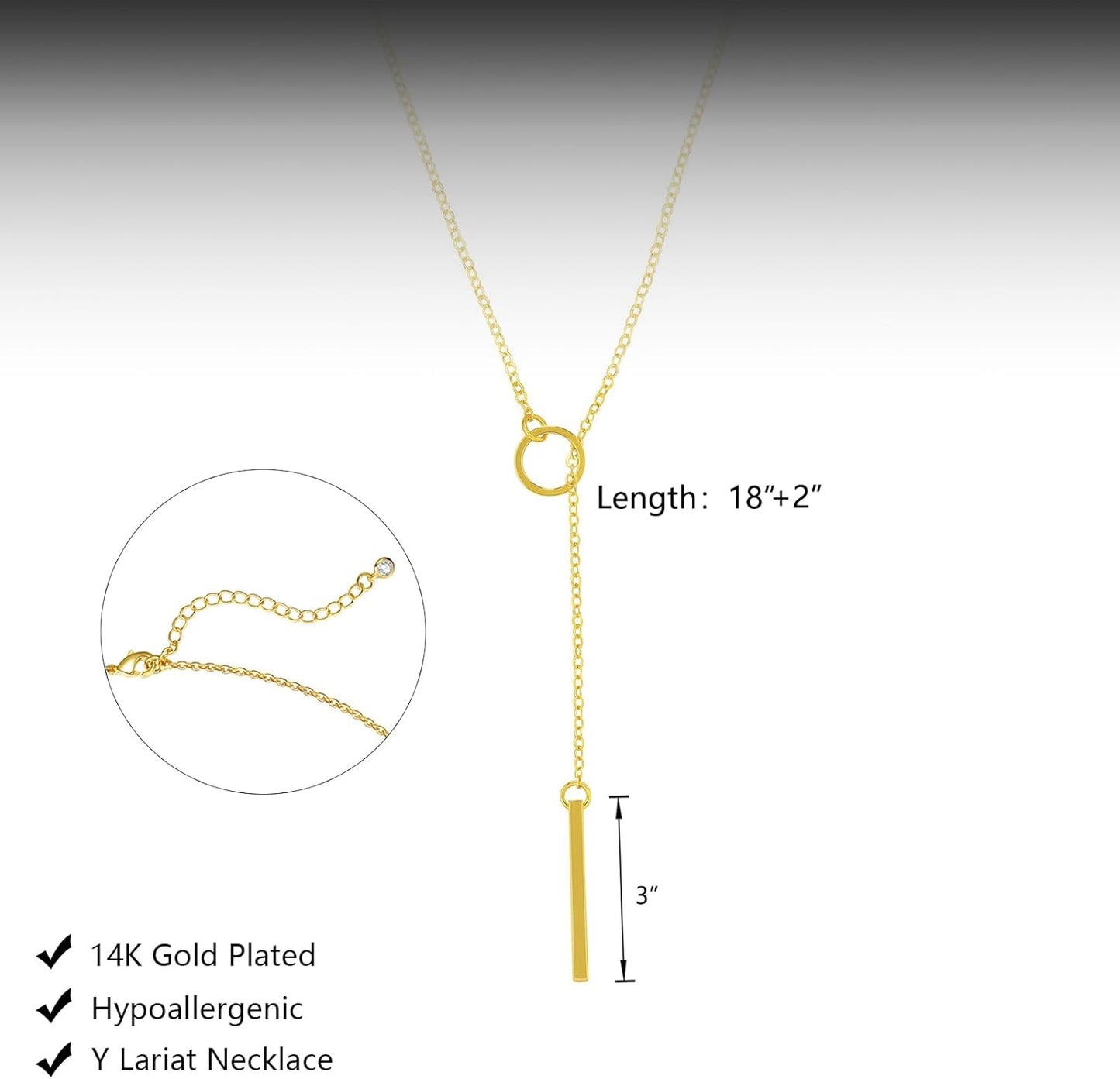 Lariat Gold Necklace for Women, Dainty Long Necklace 14k Gold Plated/Silver Y-Shaped Layered Beaded Chain Drop Necklaces for Women Trendy Simple Gold Jewelry for Women Gifts