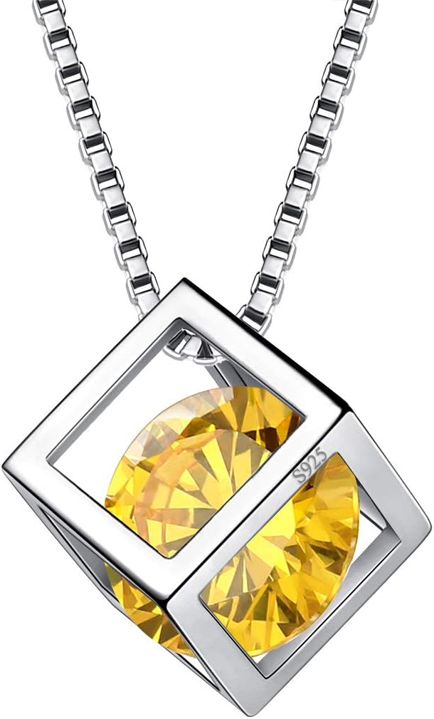 Aurora Tears Birthstone Necklace/Earring 925 Sterling Silver Women Cross/3D Cube/Cresent Moon Birth Stone Jewelry Mens Birthday Gift Anniversary Present