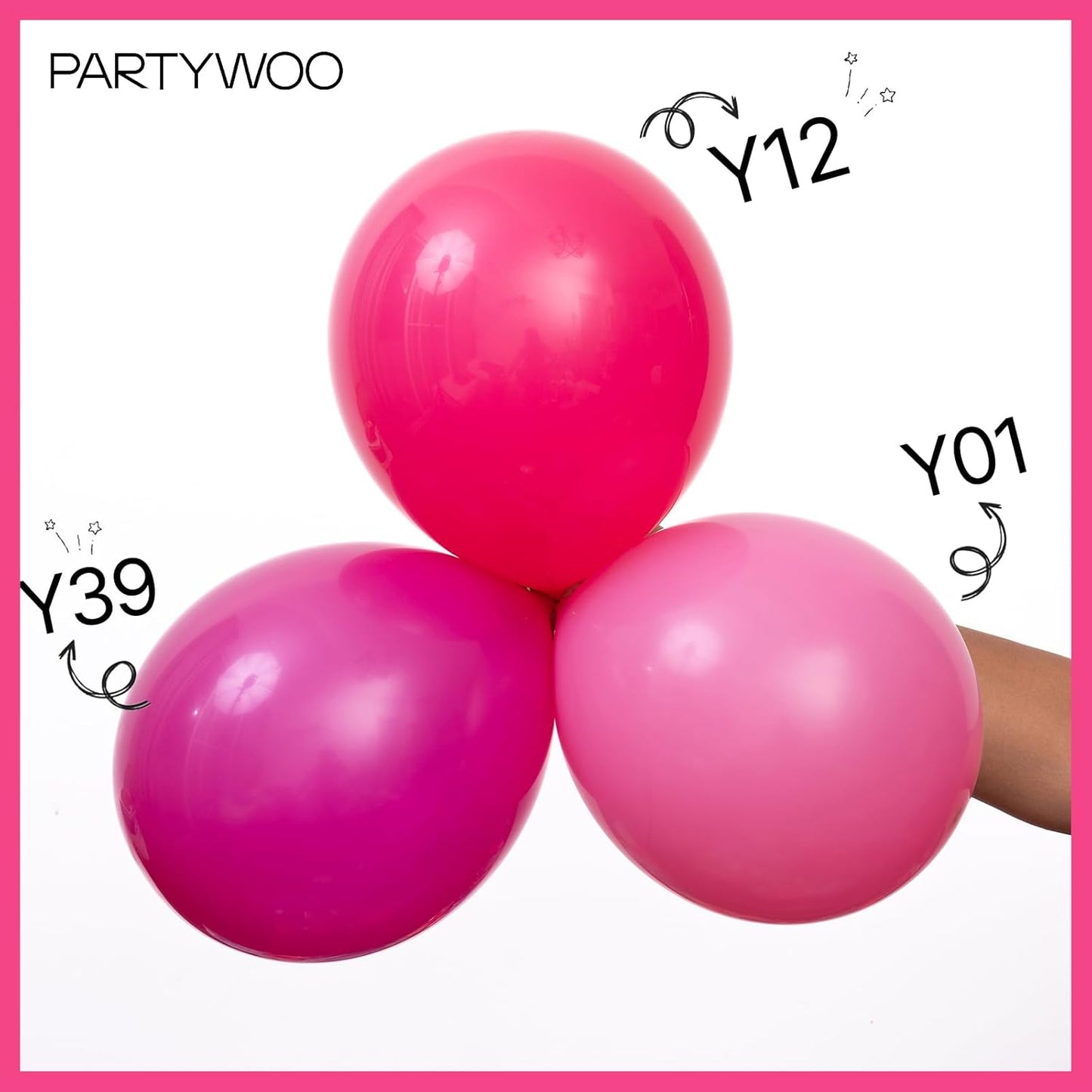 PartyWoo Hot Pink Balloons 128 pcs Different Sizes of 18 12 10 5 Inch Magenta Fuchsia Dark Pink Balloon Arch Kit Garland for Valentine's Day Baby Shower Princess Birthday Party Decorations Pink-Y12