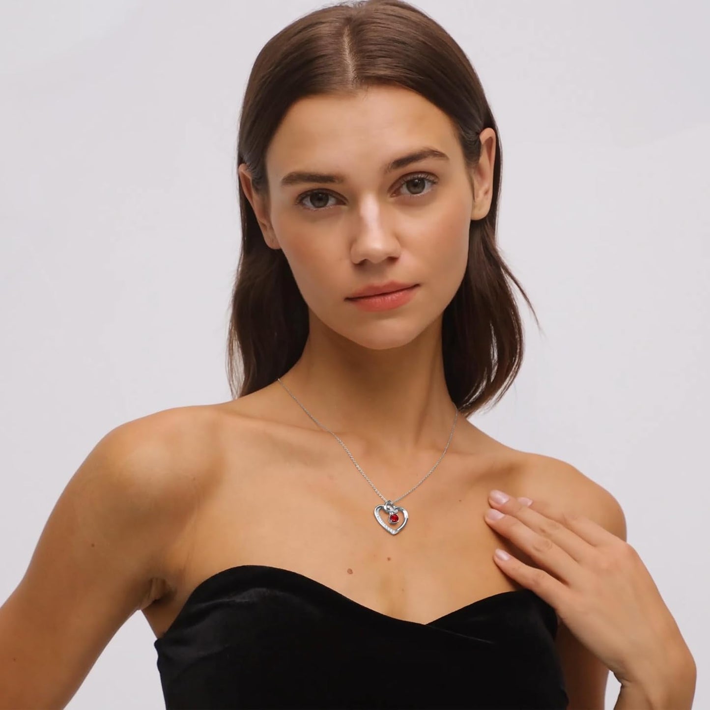 Heart Birthstone Necklaces Gifts for Women Wife, Jewelry for Women Wedding Anniversary Birthday Gifts for Wife Girlfriend Mom Christmas Valentines Gifts S925 Sterling Silver