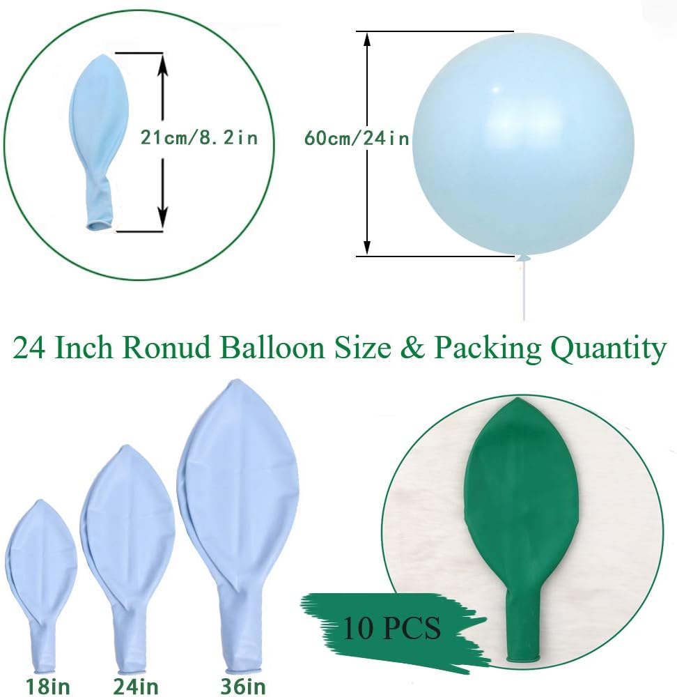IN-JOOYAA 10Pcs 24 Inch Balloons Green Giant Round Balloons Large Balloon For Wedding Baby Shower Birthday Party Decorations