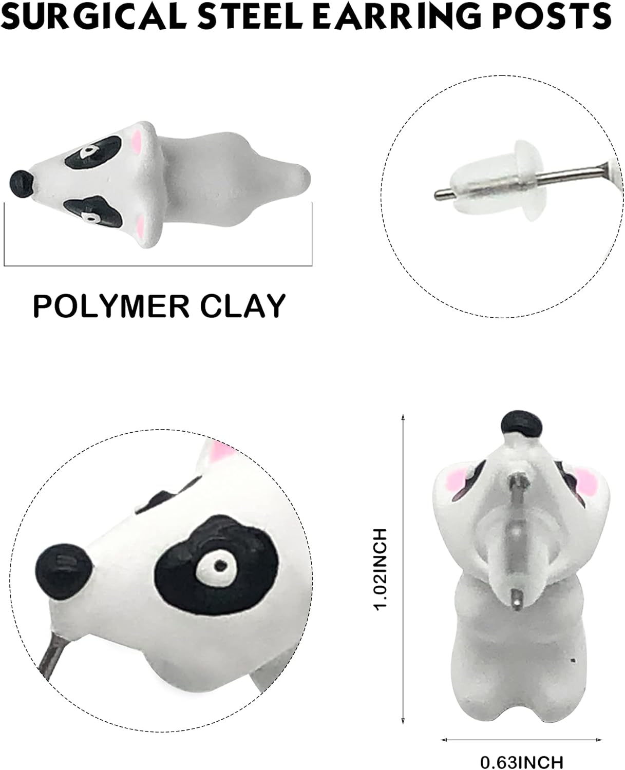 Ulobey Cute Animal Bite Ear Studs Earring - Fashion 3D Polymer Clay for Girls Women - Simple Cartoon Soft Pottery Ear Studs Decors - Creatives Gifts Accessories - Shark