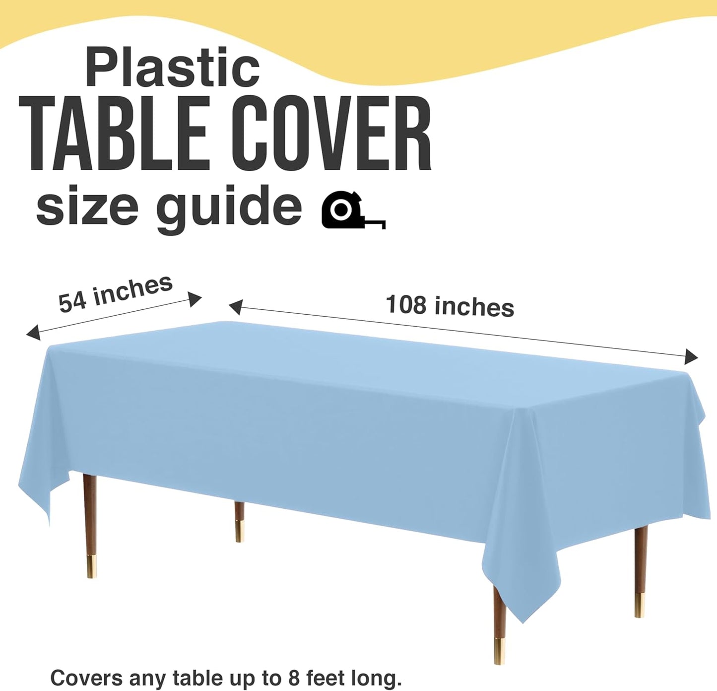 Party Solids 66% Thicker Premium Plastic Table Cloth Rectangle Table Cover 0.5 Mil 6 Pack Light Blue Table Cloth 54 Inch x 108 Inch Disposable Tablecloth Won't Tear Easily Like Cheap Thin Brands