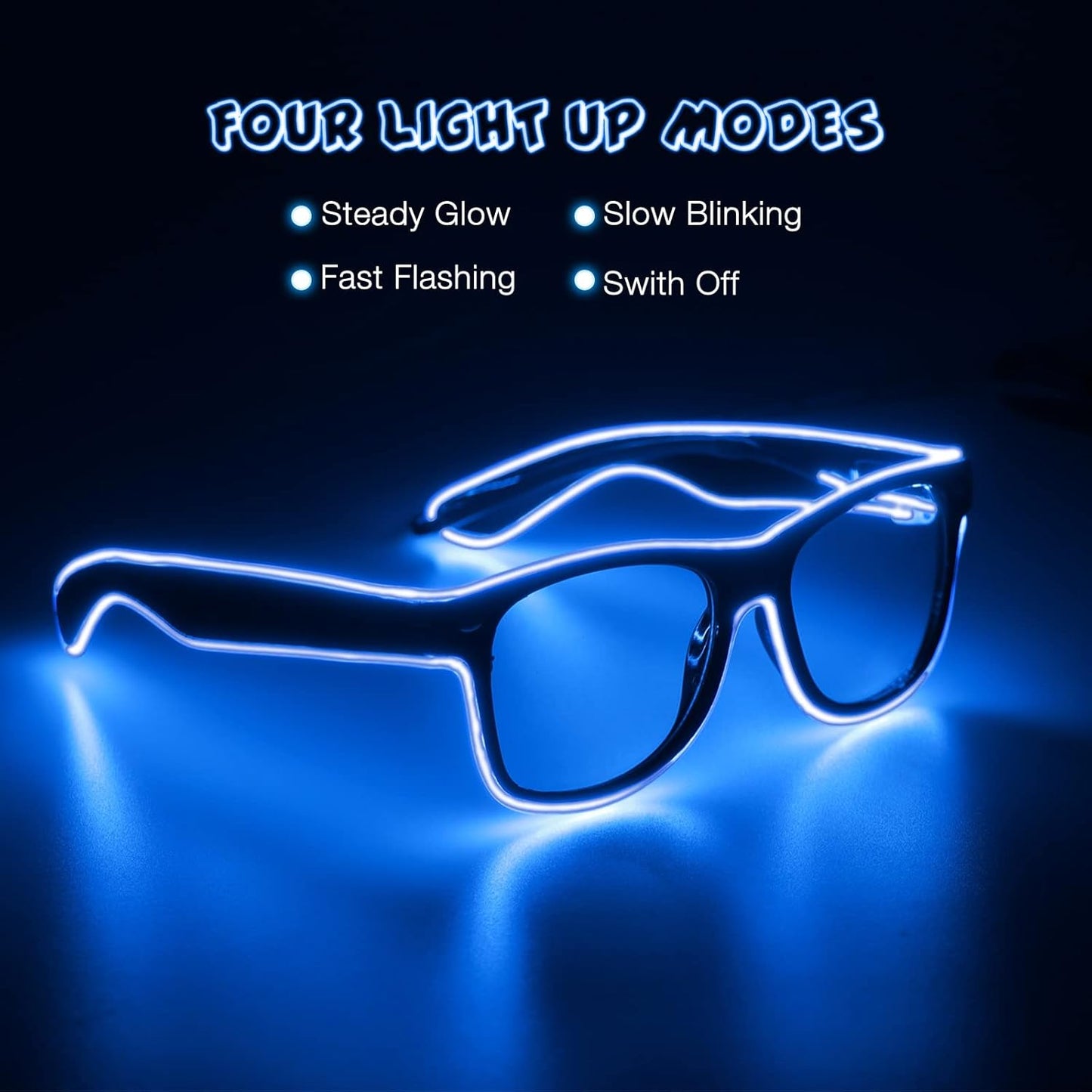 Aquat Light up EL Wire Neon Rave Glasses Glow LED Sunglasses Costumes For Party, EDM, Halloween, Wired with Battery Power