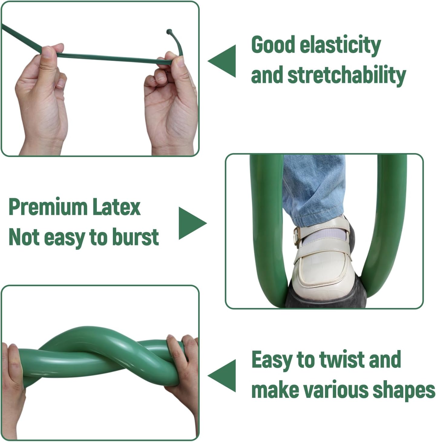 100pcs Sage Green 260 Balloons, Thickening Latex Green 260q Balloon for Animal Model, Long Twisting Balloons for Halloween Xmas Presents, Animal Shape, Birthdays Clowns. (Sage Green)