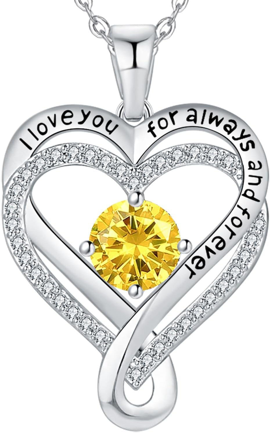 Jewelry for Women Wife Infinity Heart Birthstone I Love You Necklace S925 Anniversary Women Necklaces for Her Wife Birthday Gift Ideas, Birthday Present for Girlfriend Mom Daughter Sterling Silver