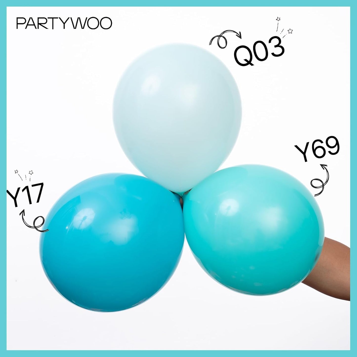 PartyWoo Teal Balloons 50 pcs 12 Inch Turquoise Aqua Blue Dark Teal Balloons for Graduation Wedding Baby Shower Bridal Shower Gender Reveal Anniversary Birthday Party Decorations Teal-Y69