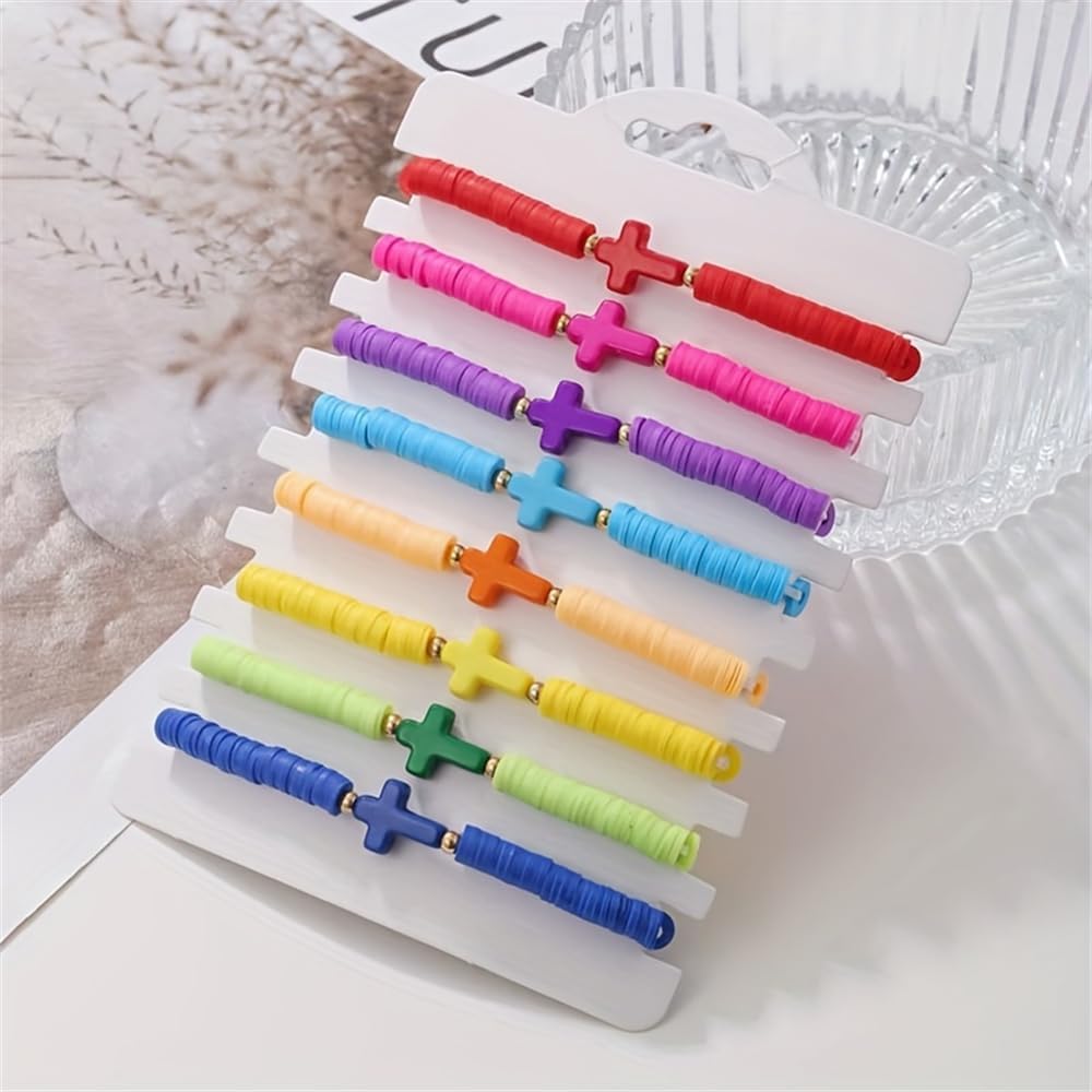 Friendship Bracelets Boho Stackable Bracelets for Women Surfer Heishi Clay Bead Bracelets Stretch Preppy Bracelets Colorful Boho Bracelets for Women