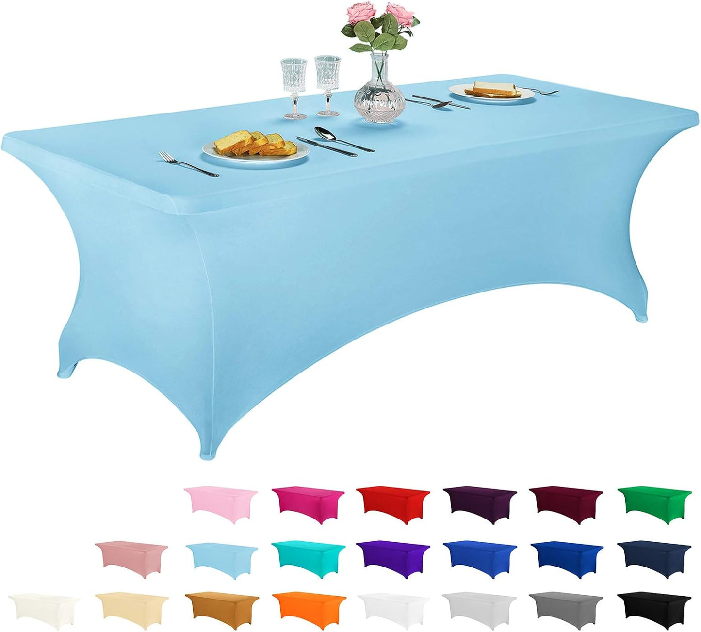 LZY Spandex Fitted Stretch Table Cover for 6 ft or 4ft or 8ft Folding Table, Rectangular Cocktail Tablecloth, Perfect for Party or Banquet