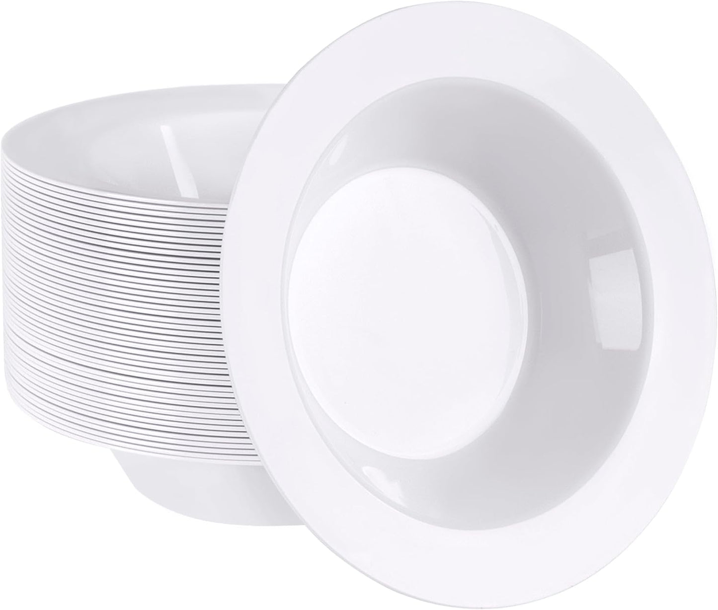 SETUP [12 oz. - Case of 400 White Plastic Bowls, Disposable Plastic Soup Bowls - Premium Heavy-Duty Dessert Bowls for Wedding, Party and All Occasions