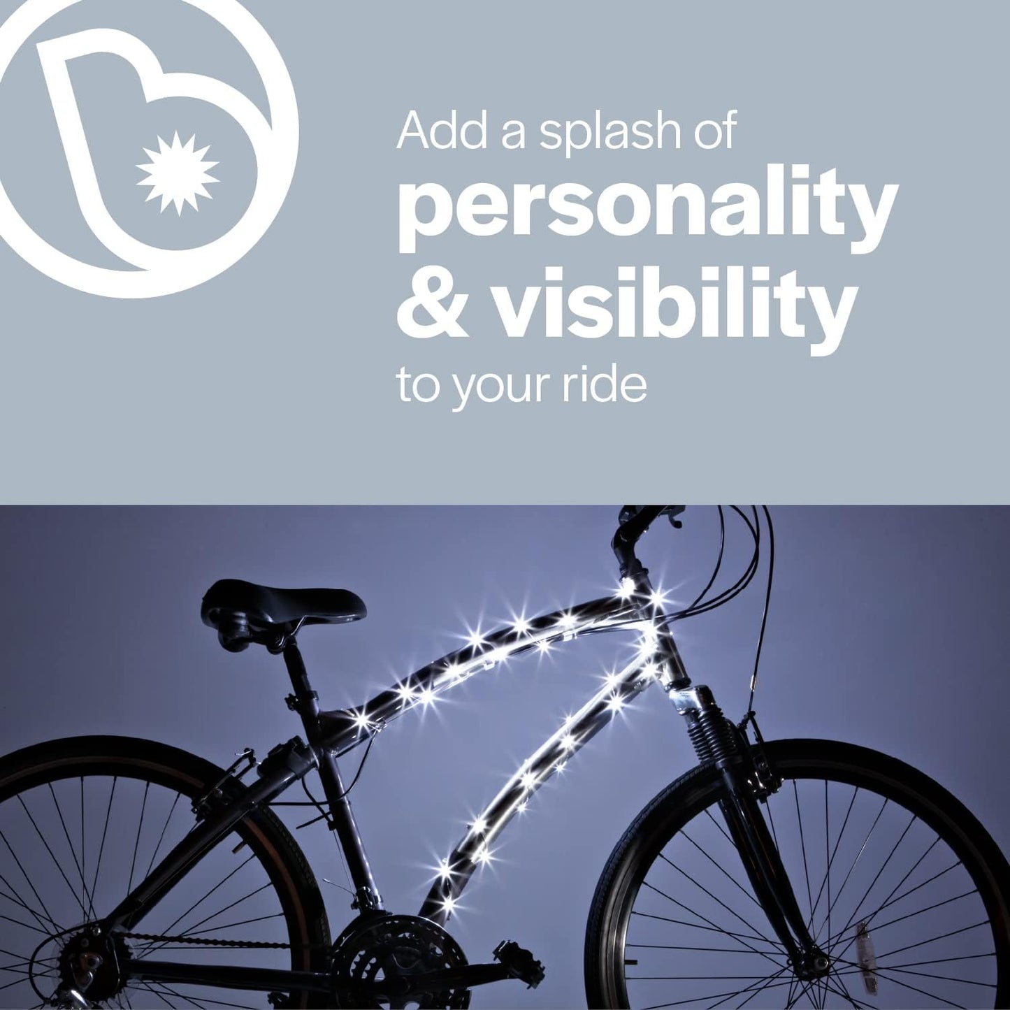 Brightz CosmicBrightz LED Bike Frame Rope Light - 6.5-Foot String Rope - Battery-Powered with On/Off Switch - Ultra Bright Color Keeps Your Ride Fun and Safe for Kids, Teens, & Adults