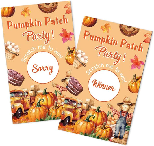 50 Pack Pumpkin Thanksgiving Theme Patch Scratch Off Game, Funny Scratch Cards for Fall Party Game, Thanksgiving Raffle Tickets for Birthday Games, Baby Shower, Thank You Party Games