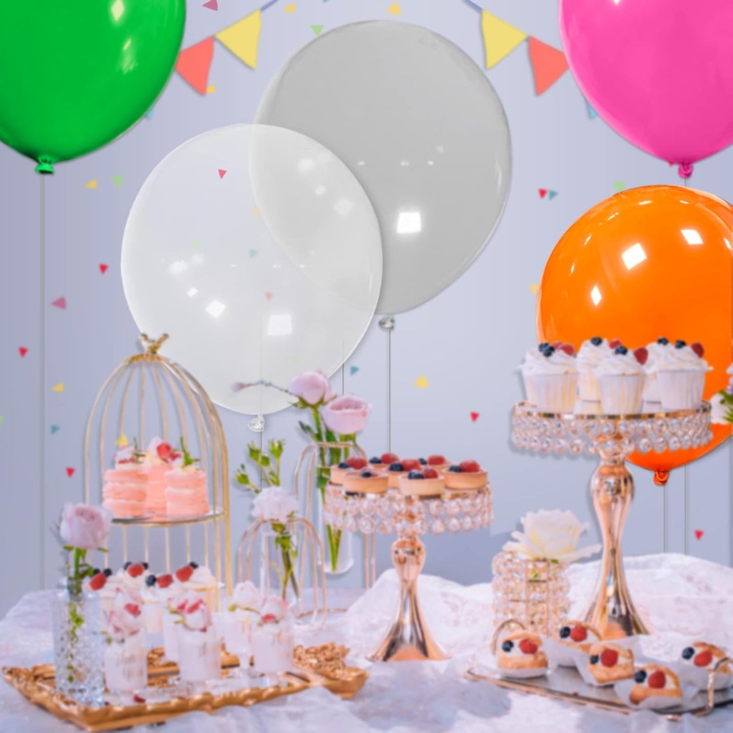 32Pcs Clear Big Balloons 18 Inch, Round Large Latex Party Balloons for Birthday Wedding Decorations. (clear)