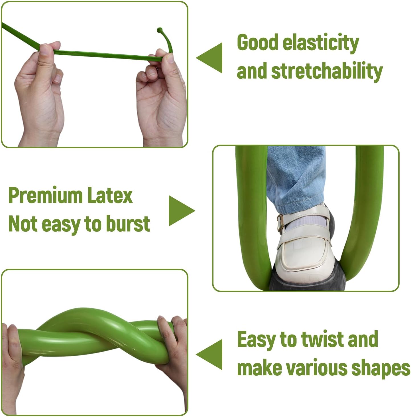 100Pcs Olive Green 260 Balloons, Thickening Latex Olive Green 260q Balloons for Animal Model, Olive Green Long Twisting Balloons for Halloween Xmas Presents, Animal Shape Weddings, Birthdays Clowns.