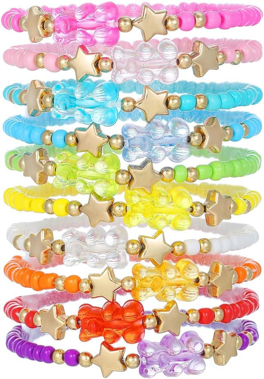 Friendship Bracelets Boho Stackable Bracelets for Women Surfer Heishi Clay Bead Bracelets Stretch Preppy Bracelets Colorful Boho Bracelets for Women