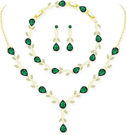 GZWHD Wedding Jewelry Sets for Bride Bridesmaid Women Cubic Zirconia Necklace Earrings Bracelet Set Gift for Mother Friend Wife Daughter Sister Party Prom Jewelry