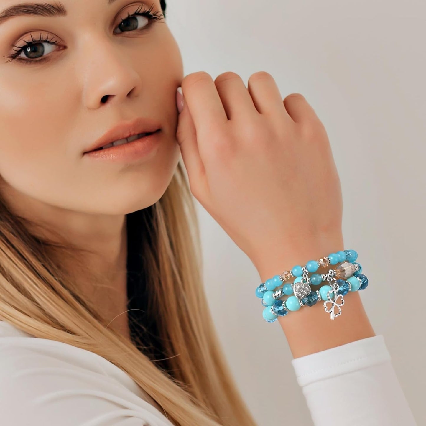 Bohemian Bracelet Sets for Women - 6 Sets Stackable Stretch Bracelets Multi-color Boho Jewelry for Women Hippie Bracelets Dainty Jewelry