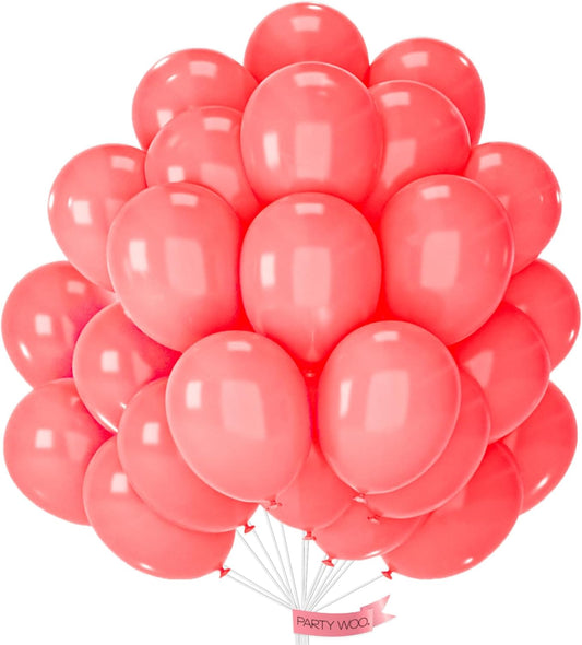 PartyWoo Coral Balloons 50 pcs 12 Inch Coral Pastel Red Watermelon Pink Latex Helium Balloons for Wedding Baby Shower Gender Reveal Graduation Anniversary Summer Birthday Party Decorations Pink-Q11