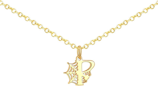 Halloween Necklace Halloween Gifts for Women Initial Necklace with Spider Web for Teen Girl Adjustable Dainty Gold Letter Necklaces for Her Girlfriend Daughter Halloweens Birthday Gift Basket Jewelry Decorations