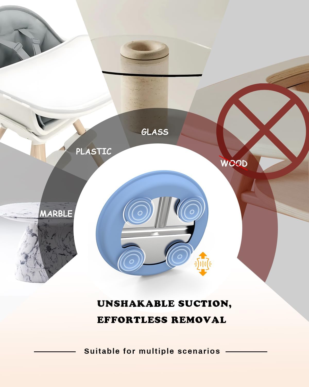 Stainless Steel Toddler Plate with Suction, 9” Divided Plates with Removable Silicone Sleeves for Kids, Non Toxic & BPA Free | Non Slip | Unbreakable Baby Snack Dishes Set of 2, Blue & Gray