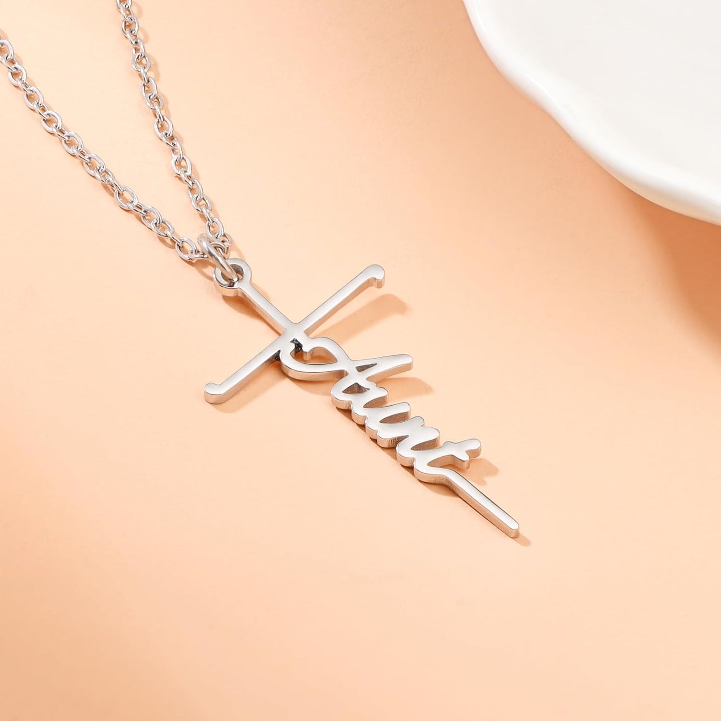 Lcherry Faith Cross Pendant Necklace for Women Religious Christian Jewelry Mother's Day Gifts for Women