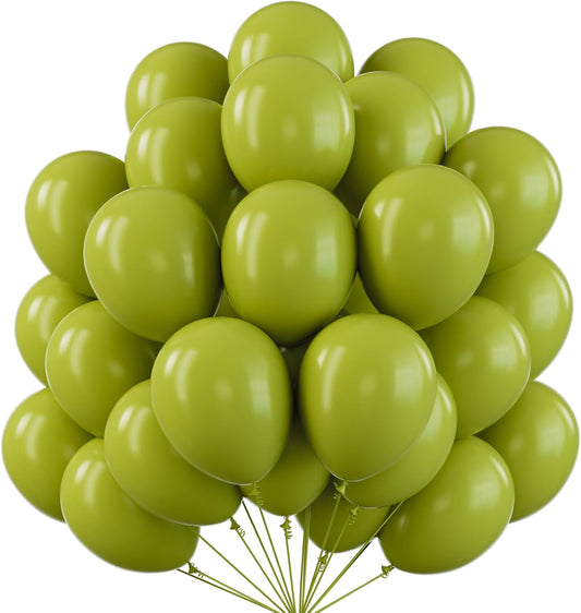 PartyWoo Olive Green Balloons 50 pcs 12 Inch Matte Sage Boho Green Eucalyptus Helium Balloons for Wedding Baby Shower Gender Reveal Birthday Graduation Jungle Safari Party Decorations Green-F06