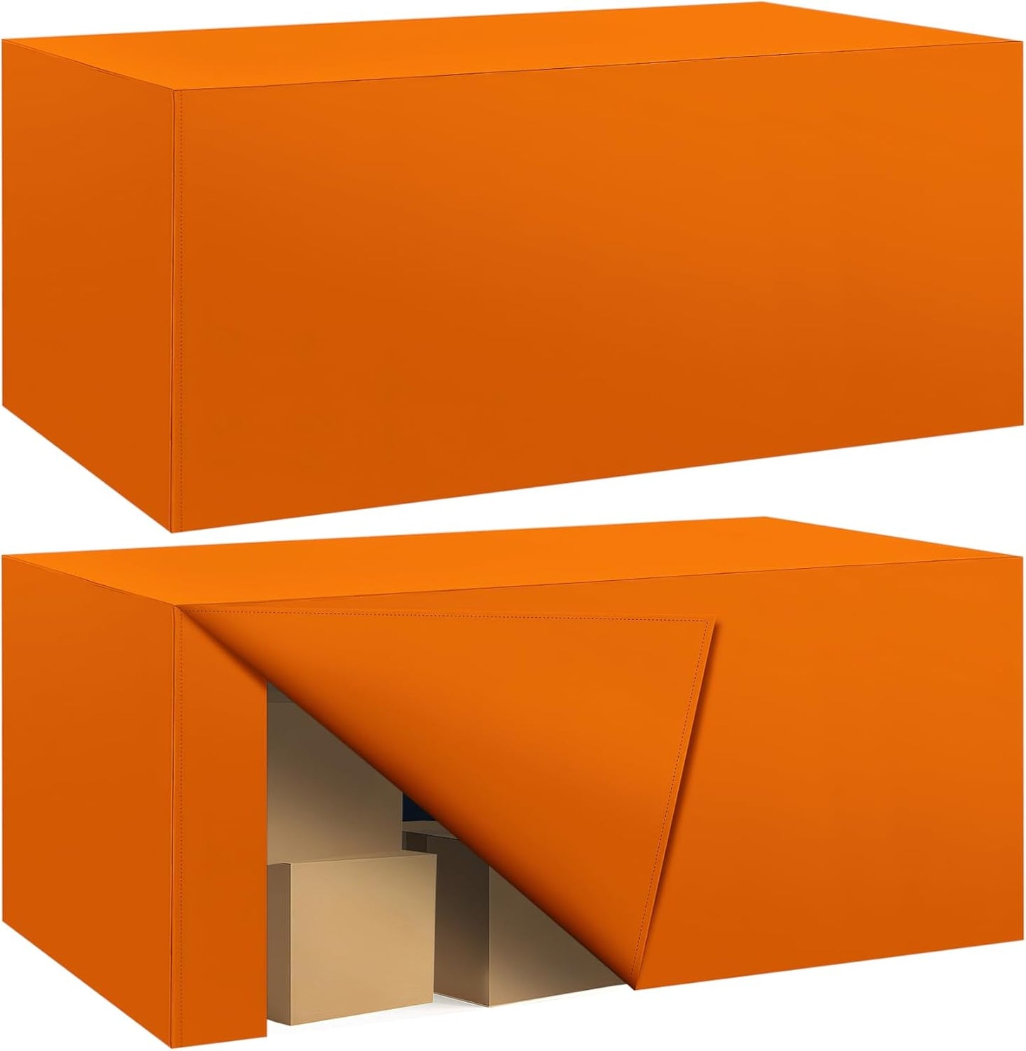 Ascoza 2 Pack Fitted Tablecloth for 8 Foot Rectangle 96 x 30 Inch Orange Table Covers Water Resistant Polyester Cloth for Folding, Parties,Display, Trade Show (Orange)