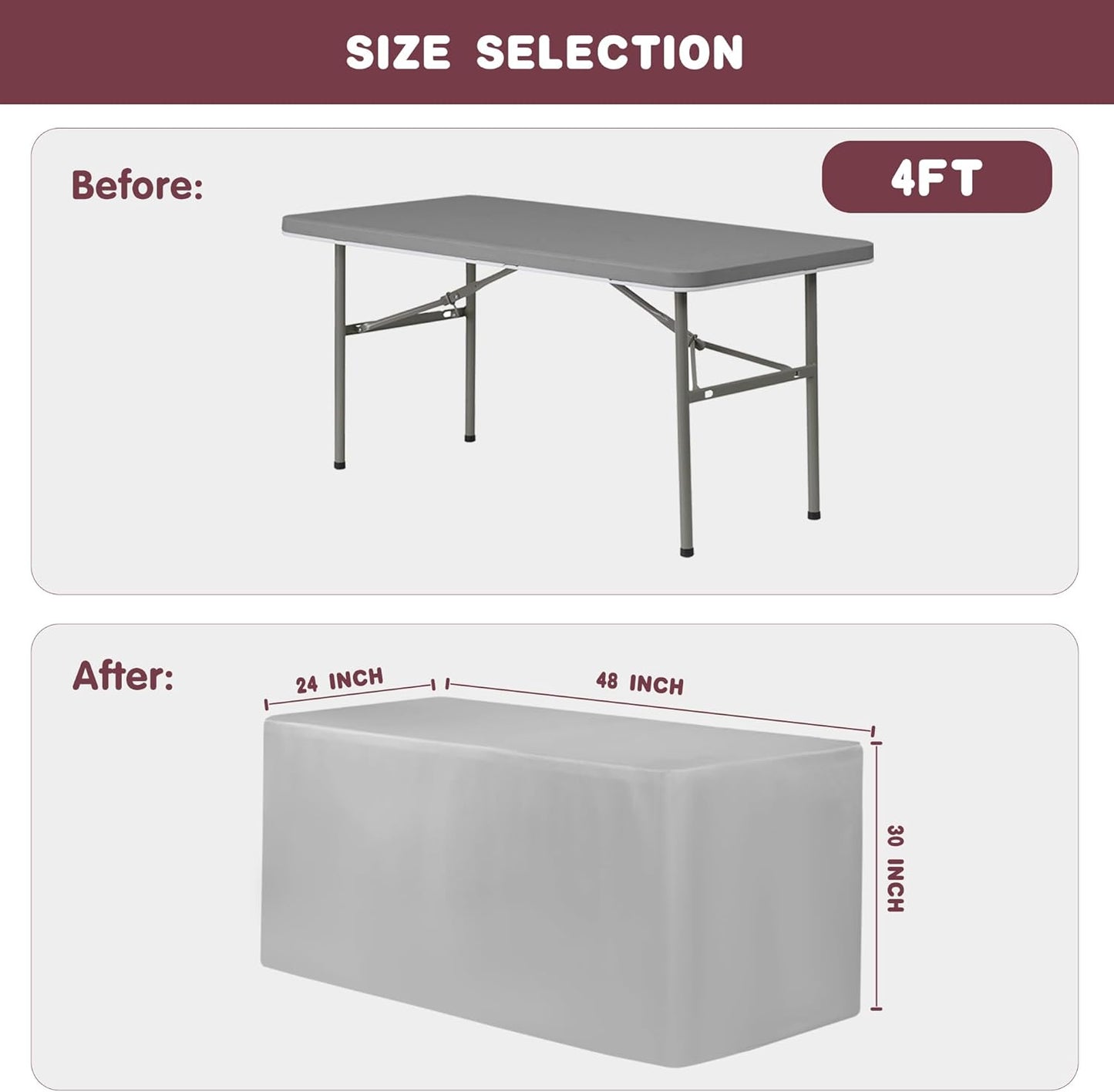 HolidayIdeas 2 Pack Fitted Tableclothes - 48 x 24 Inch - Rectangle Tablecloths for 4 Foot Tables, Versatile Fabric Table Covers for Parties, Holiday Dinner, Trade Show (White)