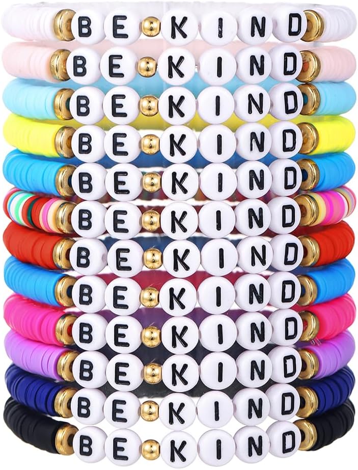 Friendship Bracelets Boho Stackable Bracelets for Women Surfer Heishi Clay Bead Bracelets Stretch Preppy Bracelets Colorful Boho Bracelets for Women