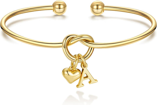 M MOOHAM Christmas Gifts for Women Teen Girls - Knot Initial Bracelets for Women, Bridesmaid Gifts Bridesmaids Proposal Gift Dainty Knot Letter A-Z Heart Initial Bracelet Jewelry Friendship Bracelets