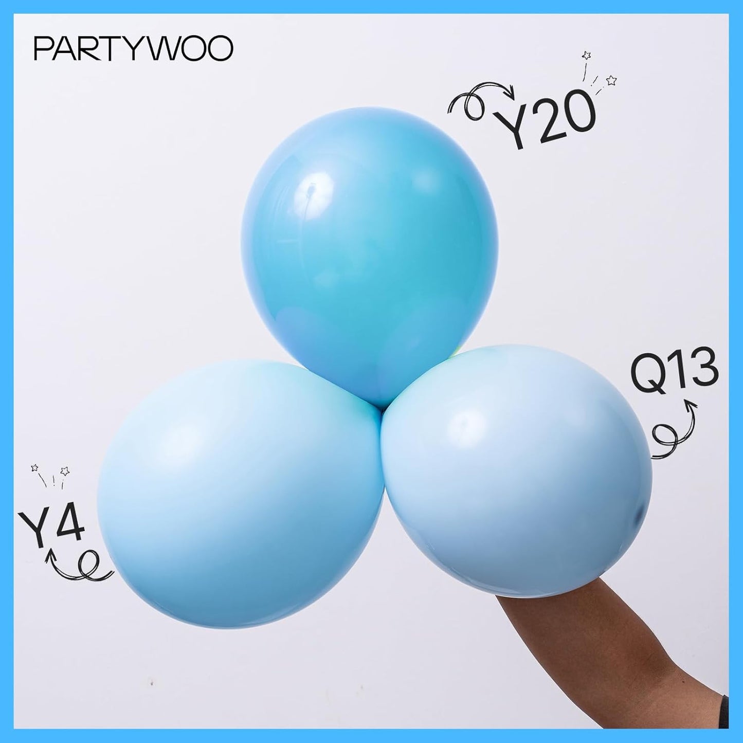 PartyWoo Light Blue Balloons 128 pcs Different Sizes of 18 12 10 5 Inch Baby Pastel Sky Aqua Blue Balloon Arch Kit Garland for Graduation Baby Shower Gender Reveal Birthday Party Decorations Blue-Y4