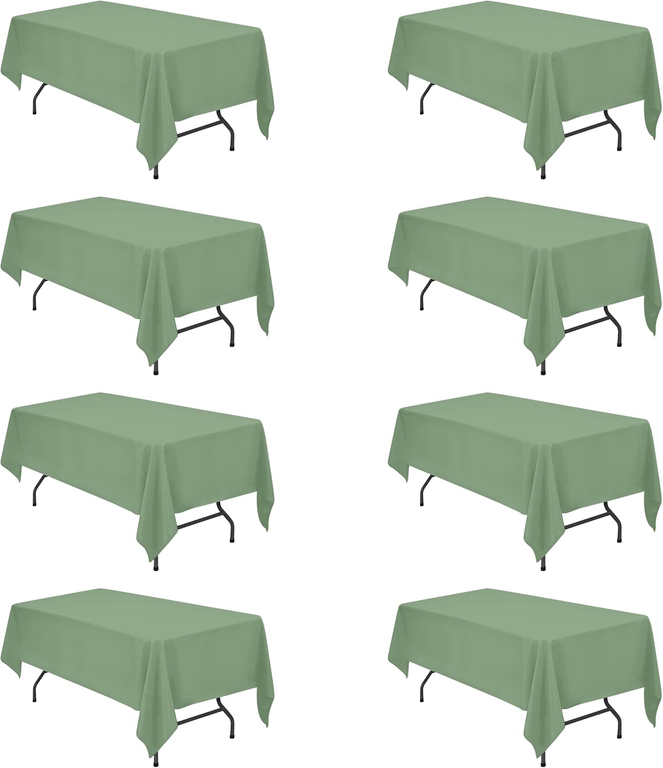 BRILLMAX 8 Pack Sage Green Tablecloths for 6 Foot Rectangle Tables 60 x 102 Inch - 6ft Rectangular Bulk Linen Polyester Fabric Washable Cloth Cover for Wedding Reception Banquet Birthday Party