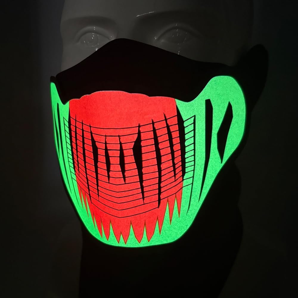 LED Halloween Mask Sound Reactive Light Up Mask Scary Masks for Costumes Cosplay,Music Party,Rave Events, EDC