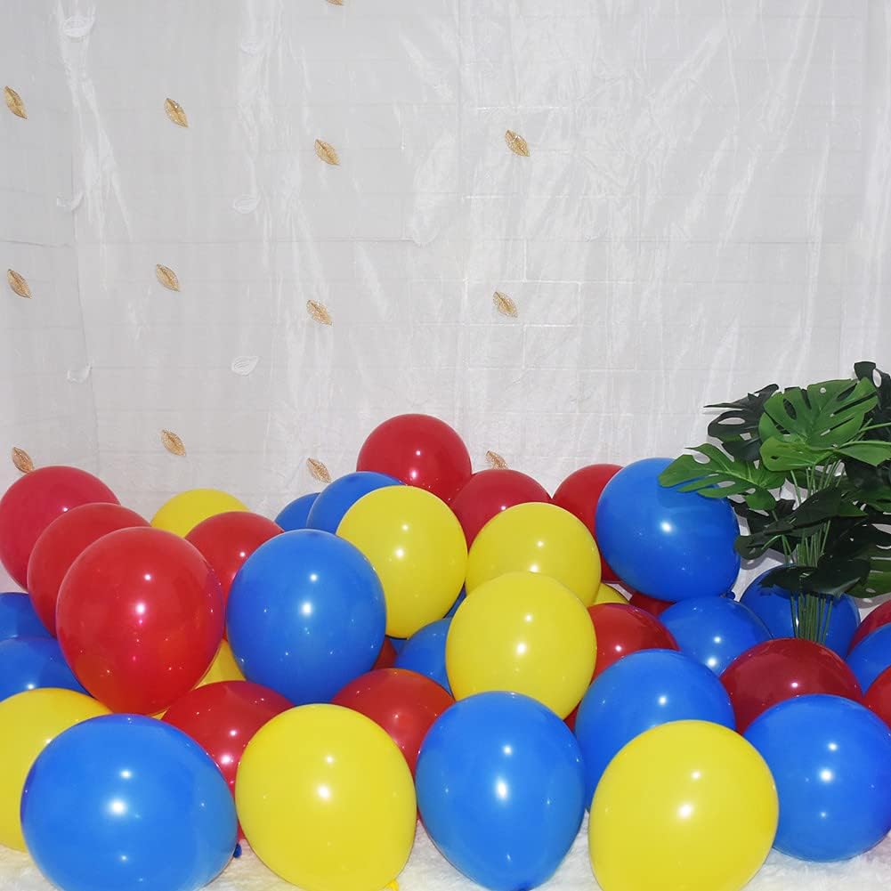300 Pack Blue Red and Yellow Balloons - 5 Inch Mini Blue Red Yellow Latex Small Balloons - 100 of Each Colors for Party Balloons Arch Wreath Assorted Colors Decorations