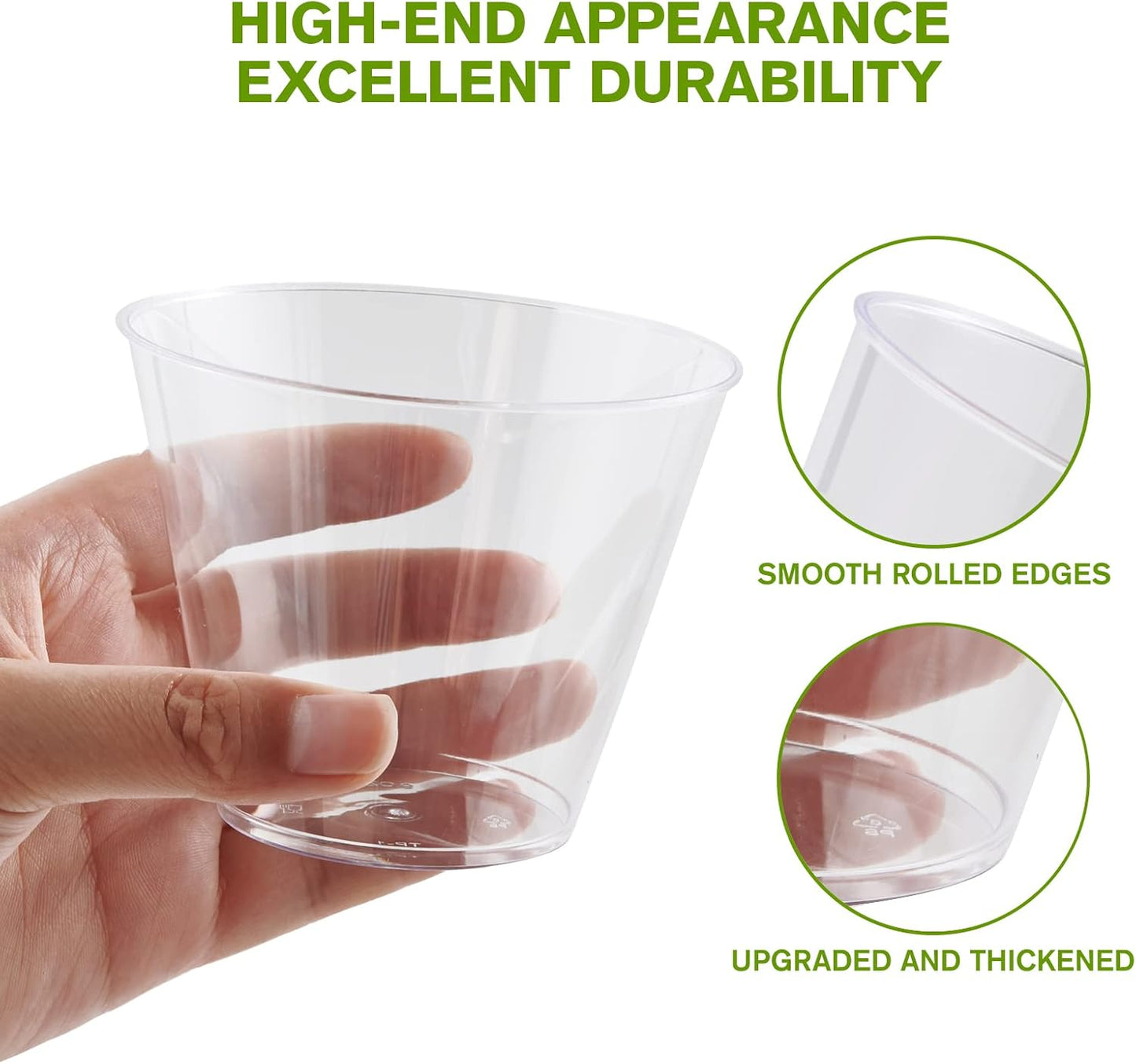 JollyPack 300 Pack Clear Plastic Cups 9 OZ Disposable Heavy-duty Drinking Cups for Christmas, Wedding, Home and Events