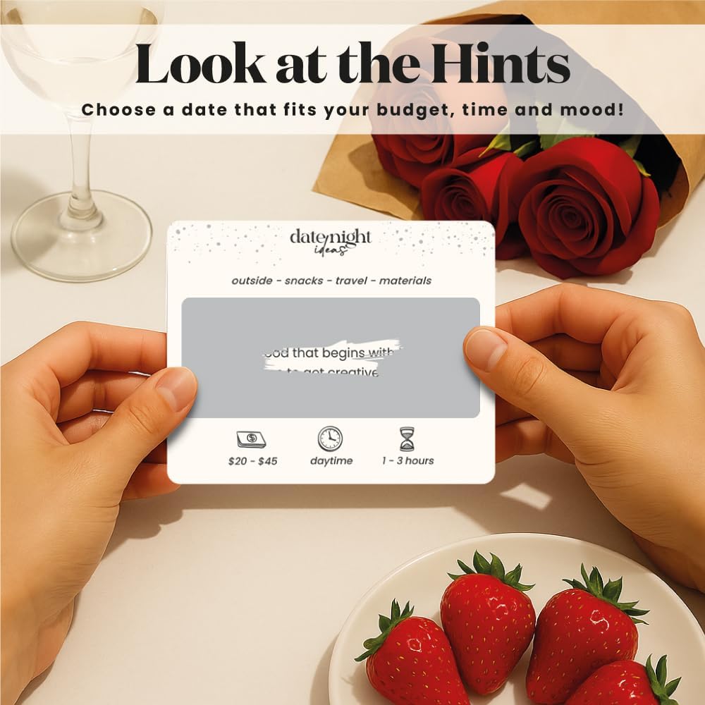 45 Romantic & Fun Scratch Off Date Night Ideas Card Game, Couple Gifts for Boyfriend, Girlfriend, Wife, Husband, Engagement, Birthday, Anniversaries or Bridal Shower Gifts