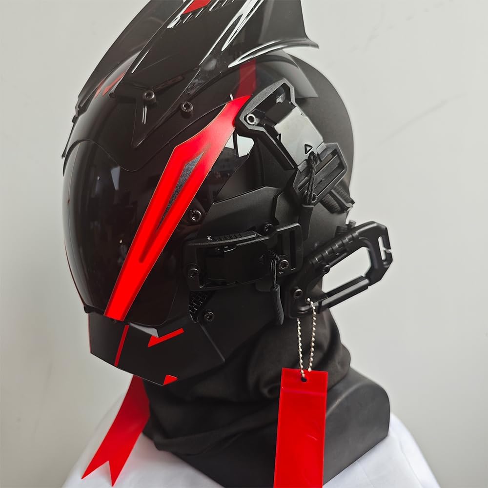 KYEDAY Punk Mask for Men,LED Mask for Women,Futuristic Punk Techwear, Cosplay Halloween Fit Party Music Festival Accessories