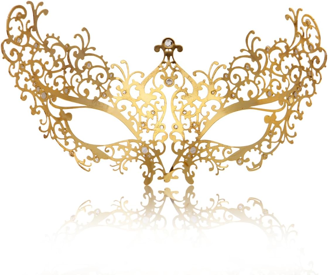 MYMENU Masquerade Mask for Women Shiny Rhinestone Metal Mask Venetian Mask for Party Prom Ball