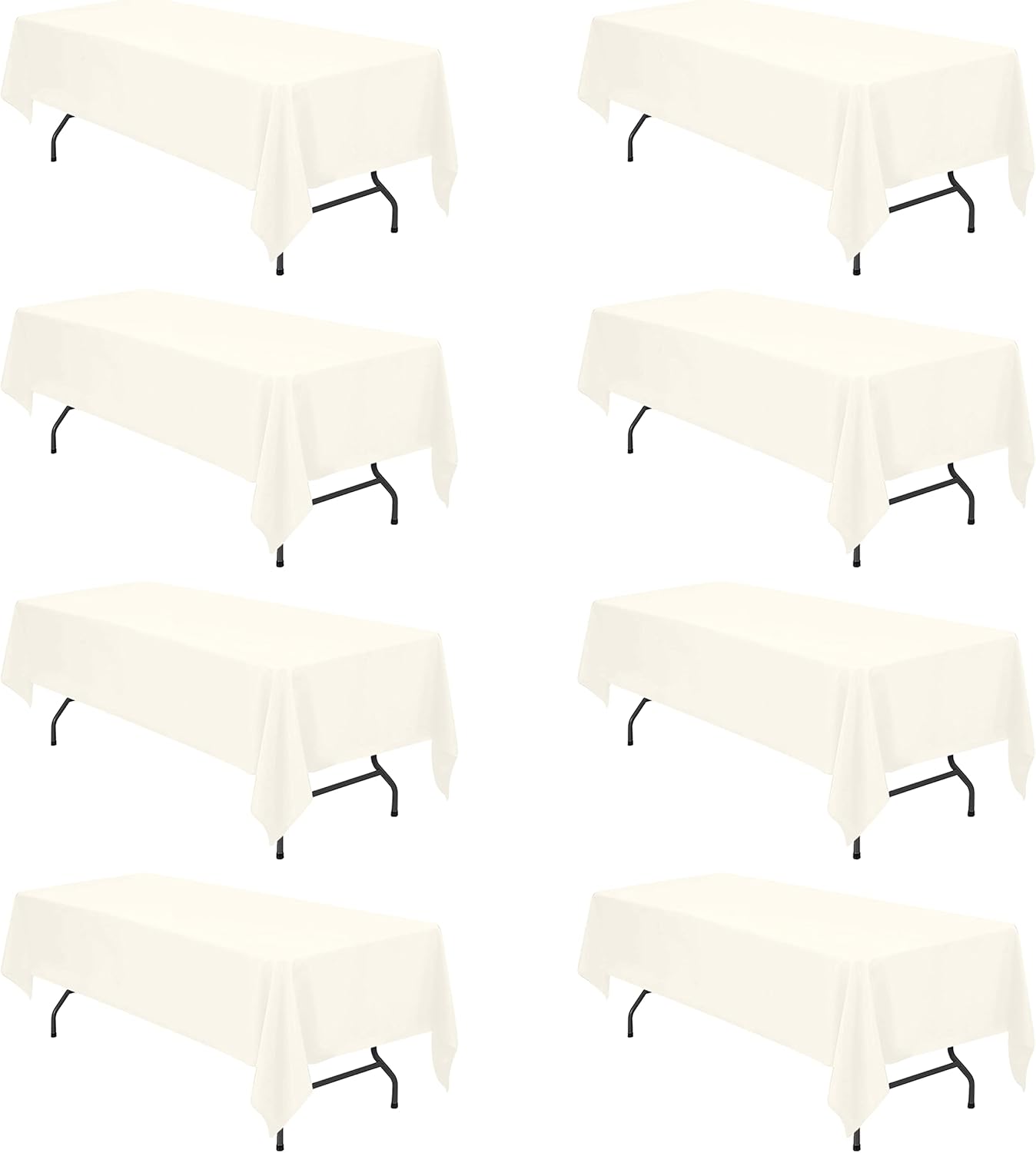 BRILLMAX 8 Pack Ivory Tablecloths for 8 Foot Rectangle Tables 60 x 126 Inch - 8ft Rectangular Bulk Linen Polyester Fabric Washable Cloth Cover for Wedding Reception Banquet Birthday Party