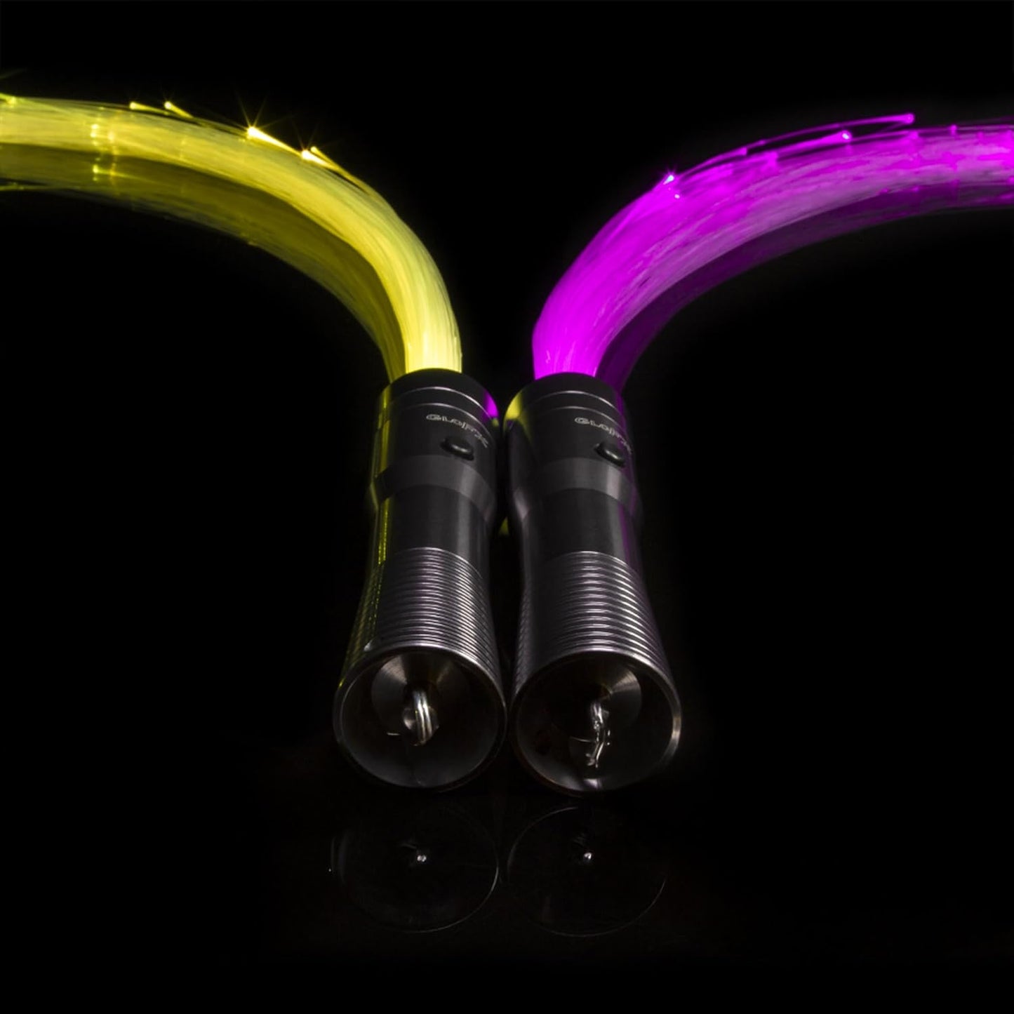 Glofx Space Whip Remix Led Poi Set - Two 3 Ft 360° Swivel Fiber Optic Whips with Double Loop Handles - Programmable Led Light Up Glow Rave Toy Pixel Flow Lace