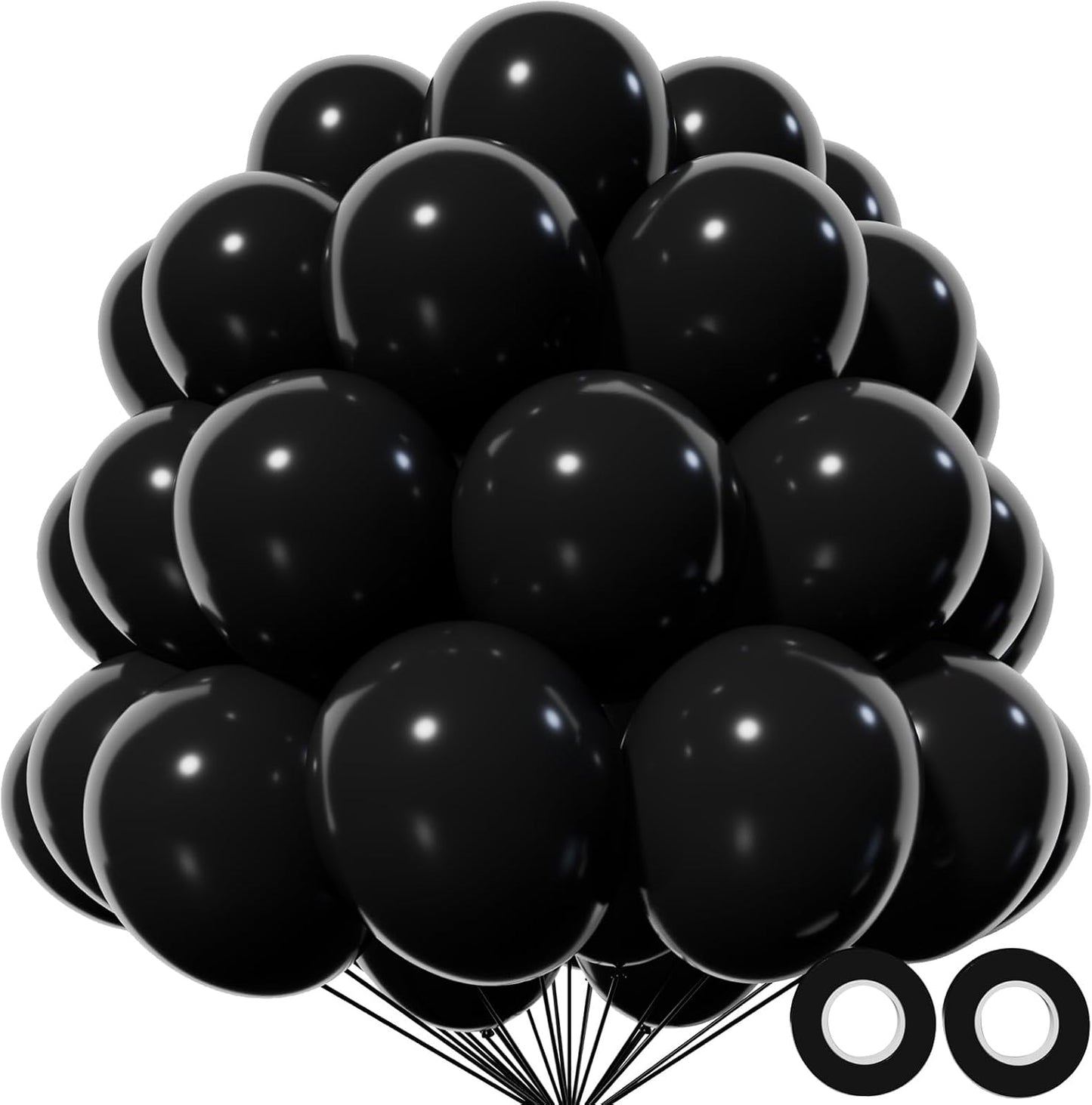 KAWKALSH Black Balloon 110pcs, 12 Inch Thickened Latex Party Balloons Helium Bright Color for Birthday Baby Shower Wedding Party Supplies Arch Garland Decoration