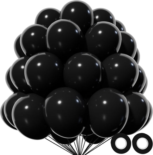 KAWKALSH Black Balloon 110pcs, 12 Inch Thickened Latex Party Balloons Helium Bright Color for Birthday Baby Shower Wedding Party Supplies Arch Garland Decoration