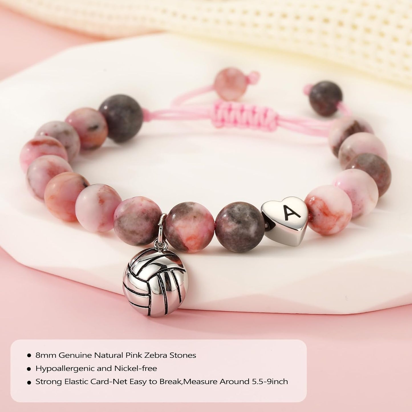 Stocking Stuffers for Teen Girls -Volleyball/Softball Bracelet Heart Initial Gifts Sports Accessories Jewelry Gift Ideas for Teen Girls Women for Christmas Birthday