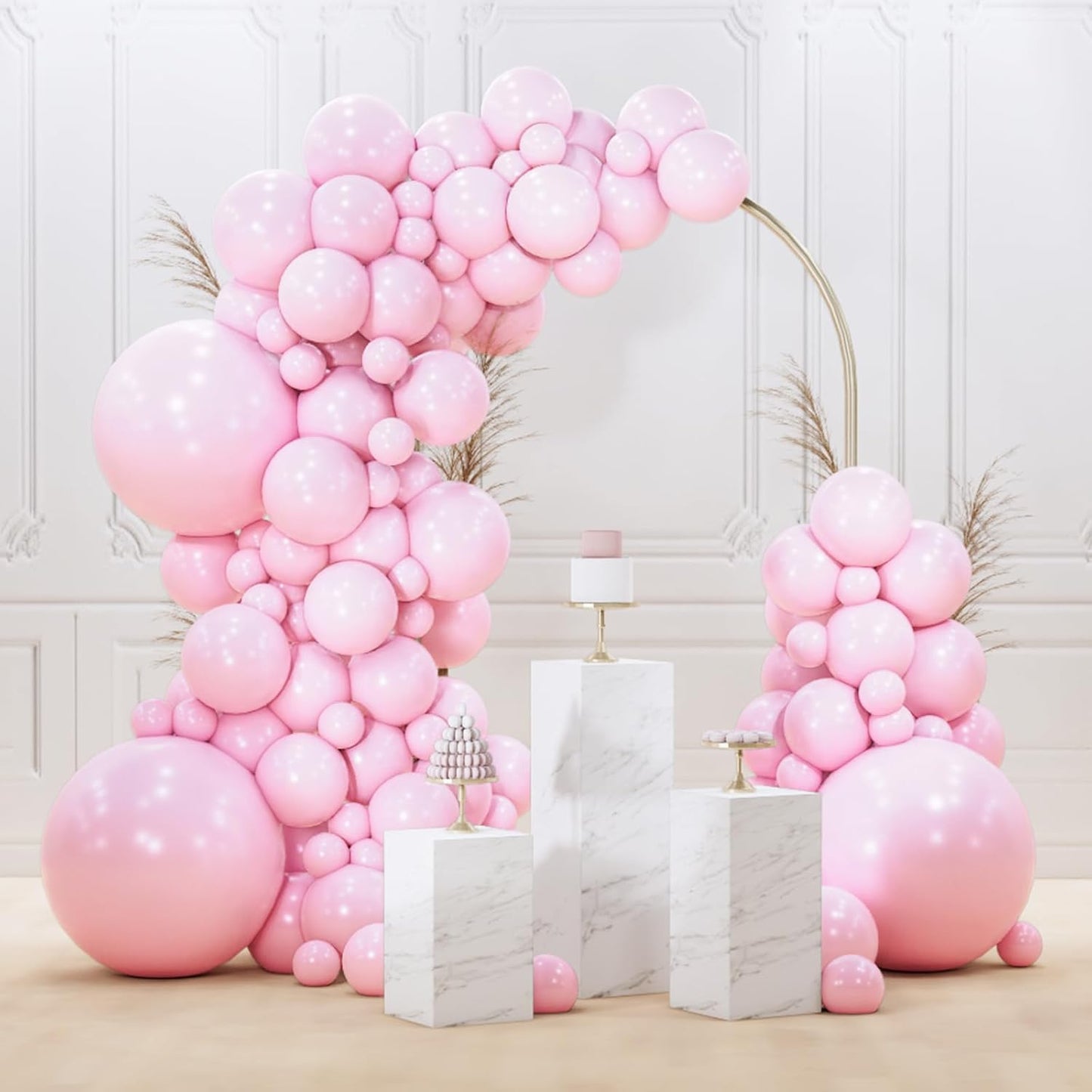PartyWoo Light Pink Balloons 128 pcs Different Sizes of 18 12 10 5 Inch Pastel Baby Pale Pink Balloon Arch Kit Garland for Baby Shower Valentine's Day Princess Birthday Party Decorations Pink-Q05